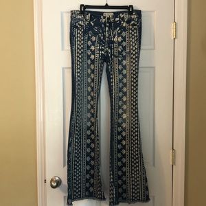 Free People pattern bell-bottom jeans